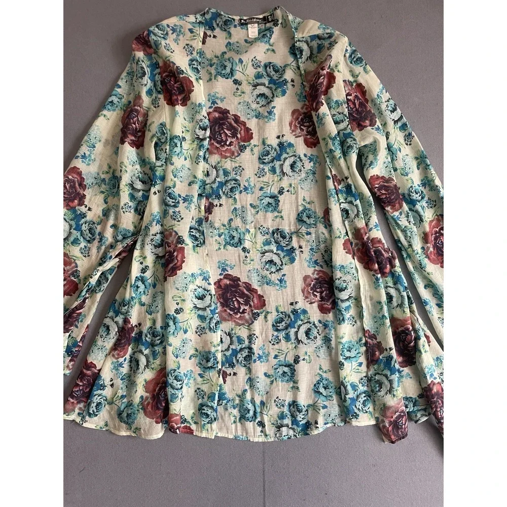 For Love & Lemons Skivvies Naughty Robe Floral OS Cover Up Light Airy Bell Sleev